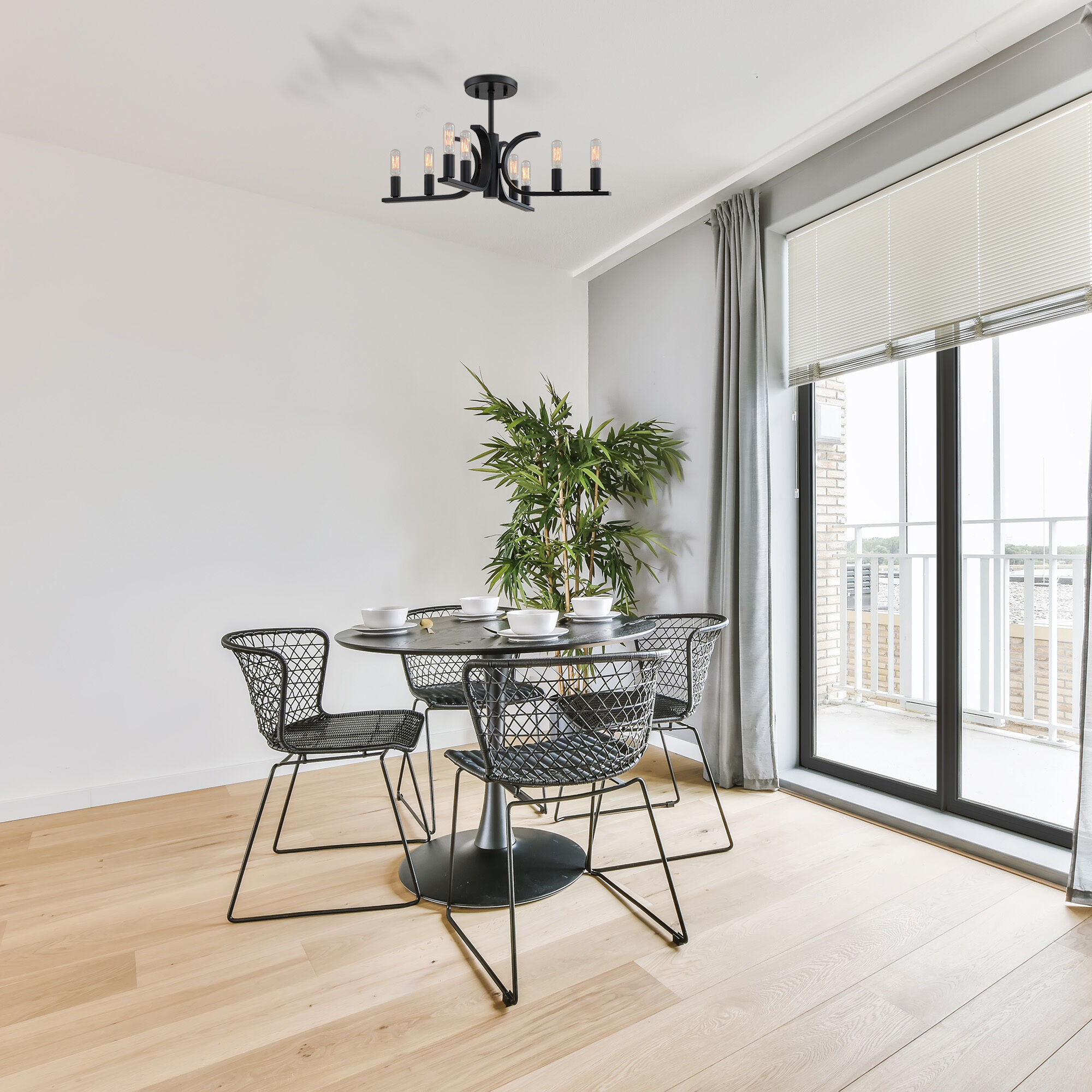 Skye 8 Light 22.75 inch Matte Black Semi Flush/Convertible Ceiling Light